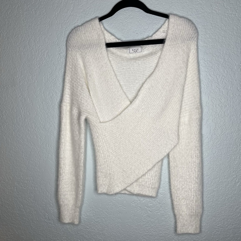 Sage The Label Cream Sweater M Women's Cross Front Soft Cozy Boho Coquette Sexy